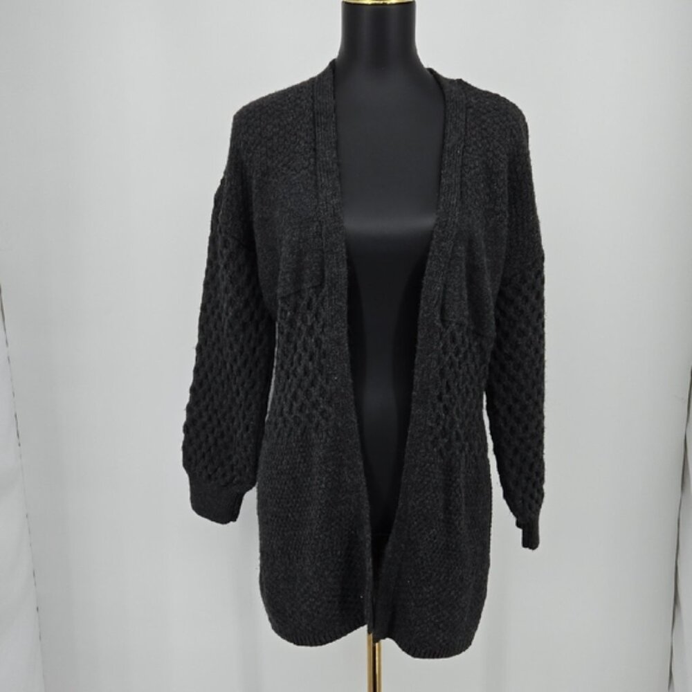 Topshop Gray Balloon Sleeve Cardigan